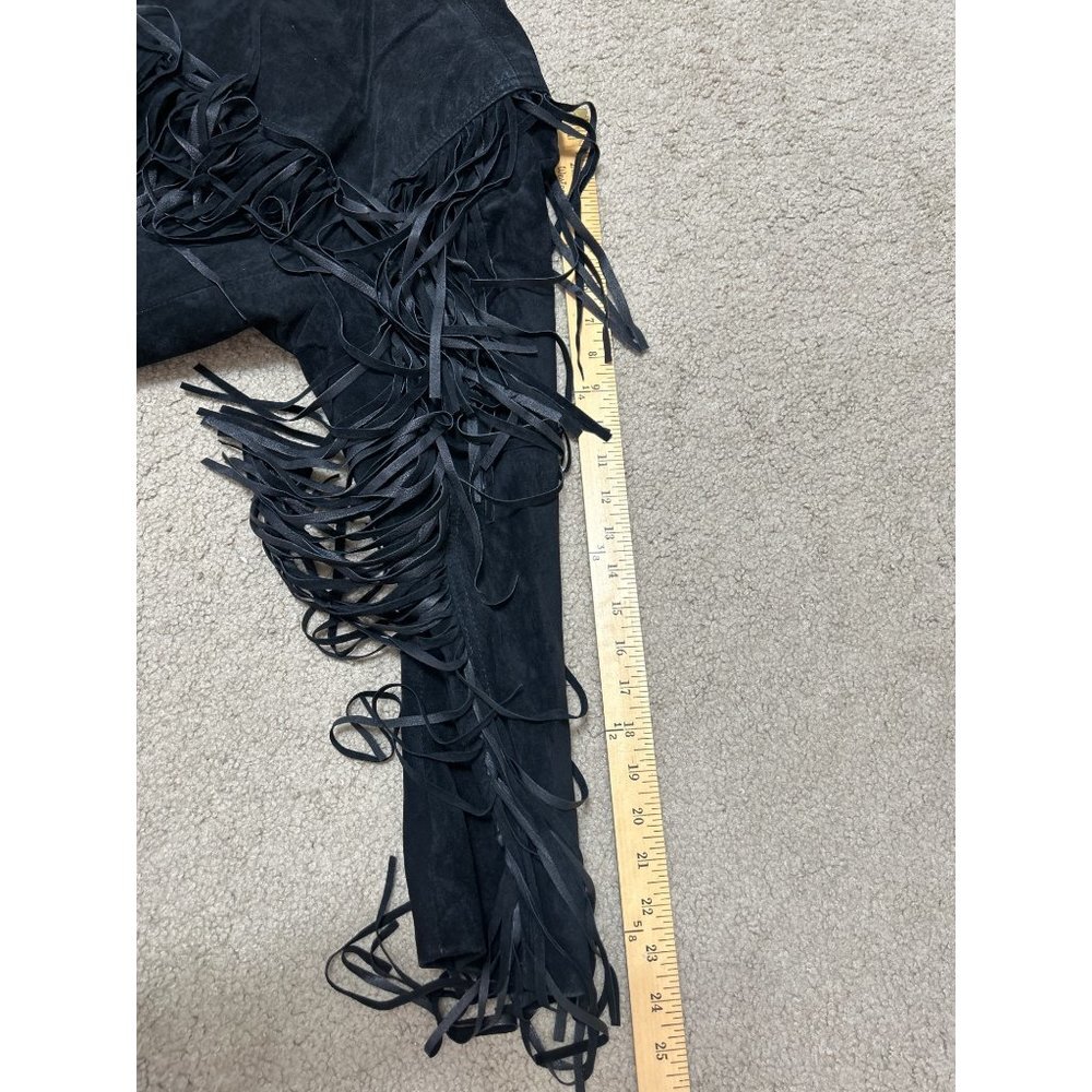 Western Cowgirl Vintage Womens Size Large Fringe Black Suede Jacket 100% Leather - Picture 11 of 11